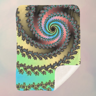 Funky Spiral Pastel Rainbow Fractal Sherpa Blanket