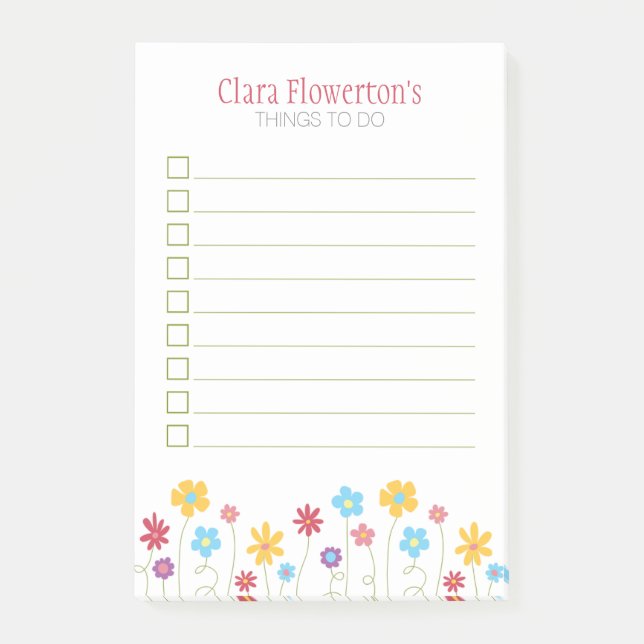 Funky Spring Flowers To Do List Post-it Notes (Front)