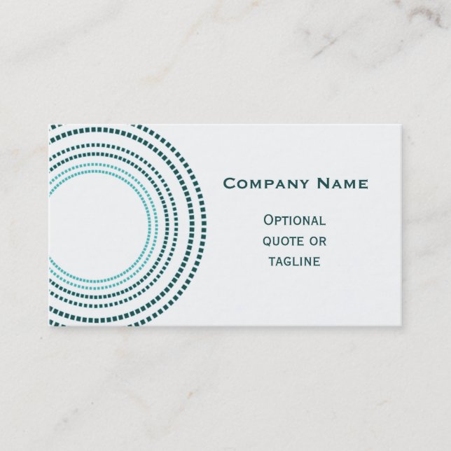 Funky Square Dots Business Card, Teal Card (Front)