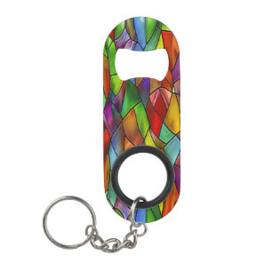 Funky Stained Glass Charm Keychain Bottle Opener