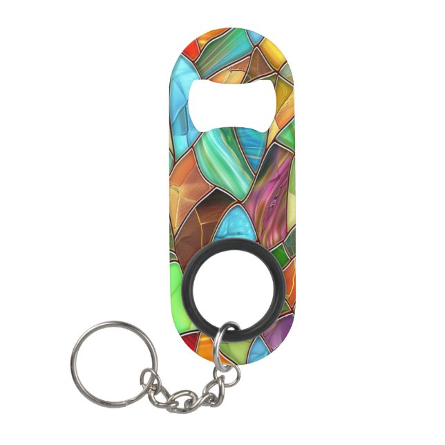  Funky Stained Glass Vibes Keychain Bottle Opener (Front)