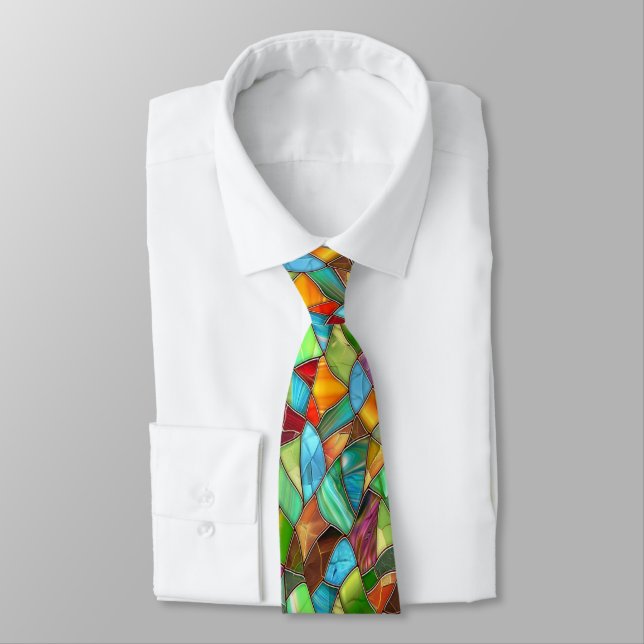  Funky Stained Glass Vibes Neck Tie (Tied)