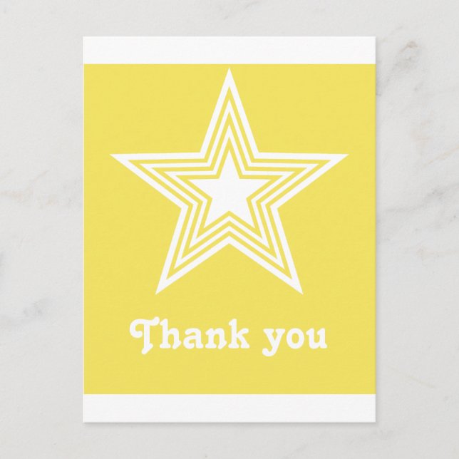 Funky Star Sweet 16 Flat Thank You Notecard Yellow (Front)