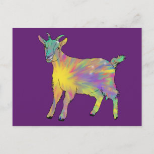Funky Starburst Goat Colorful Cute Animal Art Postcard