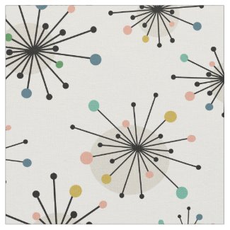 Funky Starburst Pattern Atomic Mid-century Modern Fabric