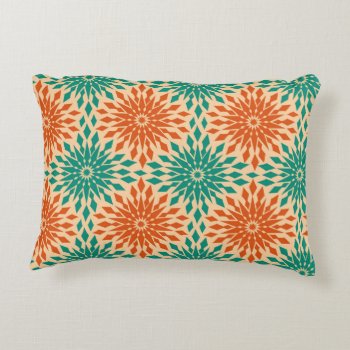 Funky Starburt Teal & Orange Design Decorative Pillow by GroovyFinds at Zazzle