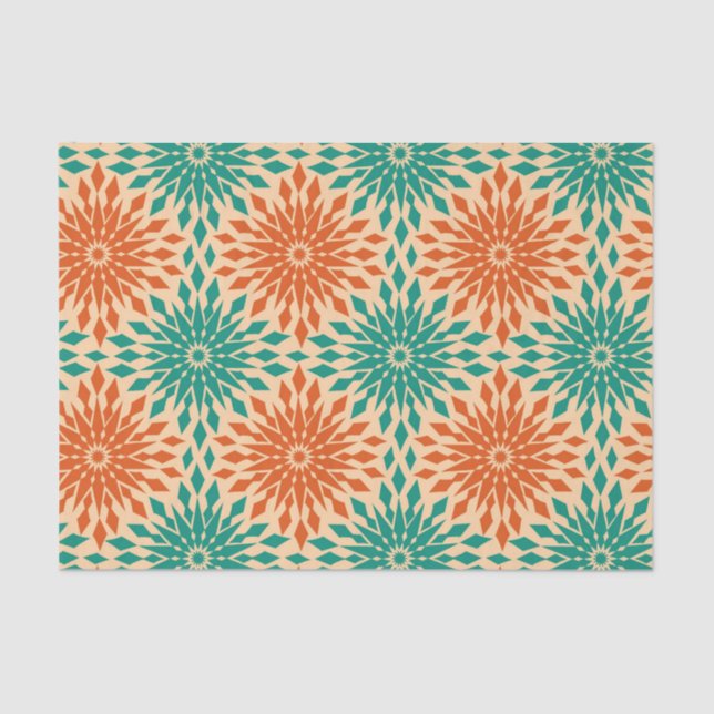 Funky Starburt Teal & Orange Design Tissue Paper (Front)
