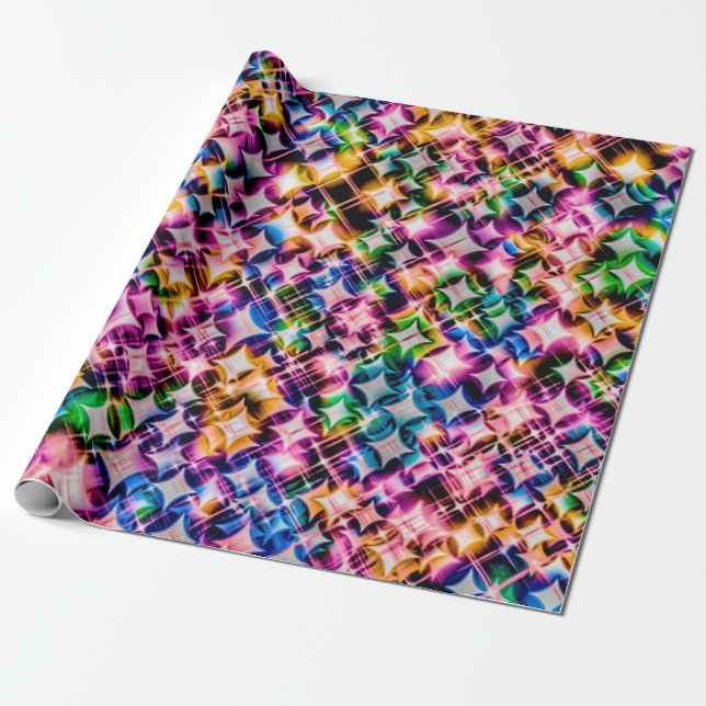 Funky Stars, colorful Wrapping Paper (Unrolled)