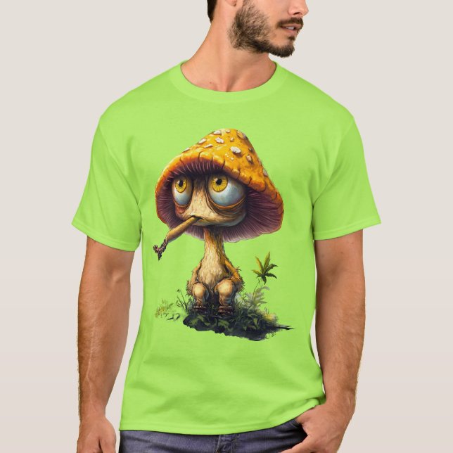 Funky Stoned Mushroom Cartoon T-Shirt (Front)