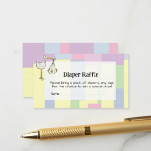 Funky Stork Cubism Handwritten Diaper Raffle Enclosure Card