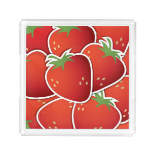 Funky strawberries acrylic tray