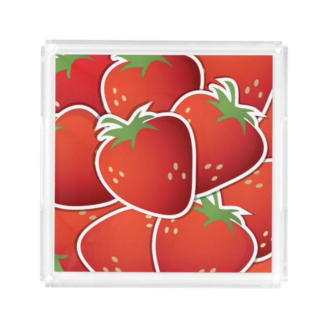 Funky strawberries acrylic tray (Front)