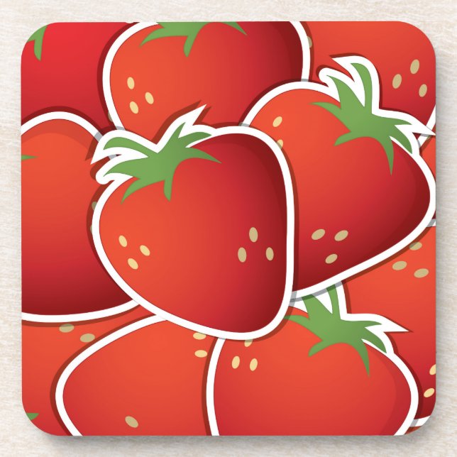 Funky strawberries beverage coaster (Front)