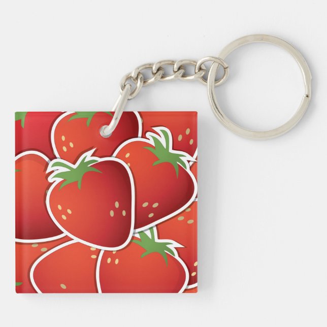 Funky strawberries keychain (Back)