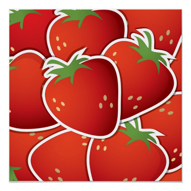 Funky strawberries poster (Front)