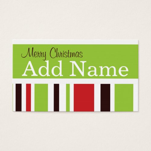 Funky Stripe Christmas Gift Tag Business Card Templates