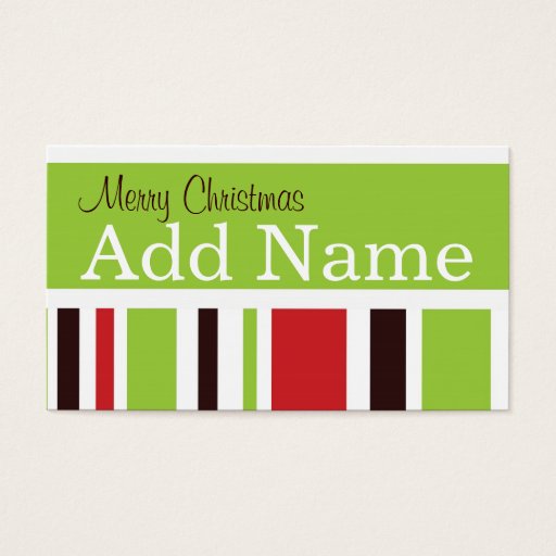 Customizable Funky Stripe Christmas Gift Tag Business Card Templates