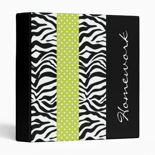 Funky Striped Lime and Zebra Binder (Front/Spine)