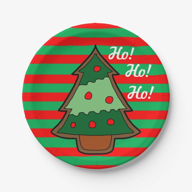 Funky Stripes and Christmas Tree Paper Plates (Front)
