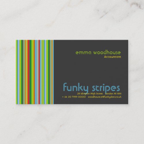 Funky Stripes Dark Grey Business Card Template