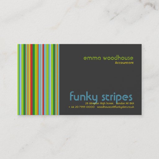 Customizable Funky Stripes Dark Grey Business Card Template