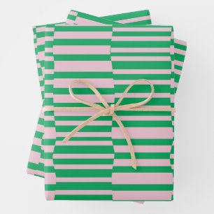 Funky Stripes in Pink and Green Wrapping Paper Sheets
