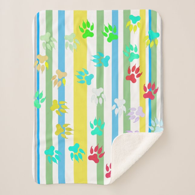 Funky Stripes Lines Lion's Paws Marks Blanket (Front)