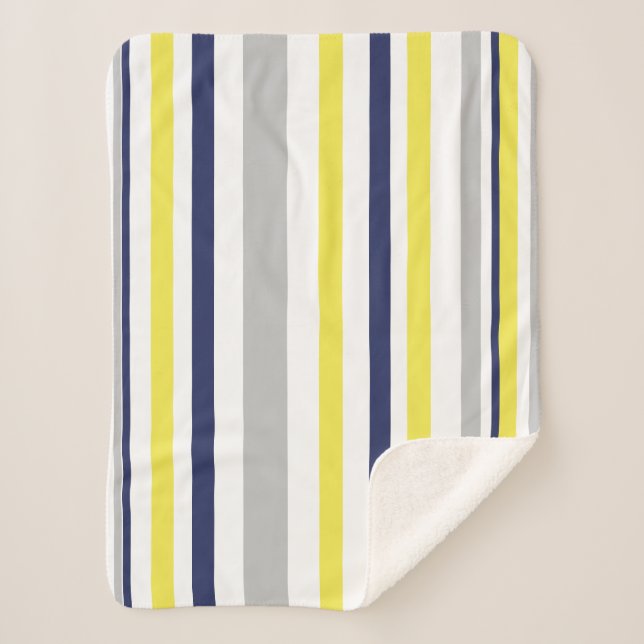 Funky Stripes Lines Yellow Grey Blue Blanket (Front)