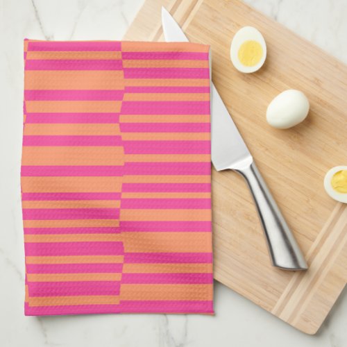 Funky Stripes Pink and Orange Kitchen Towel