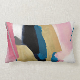 Funky Stripes /Teal Pink Gold Black Grey Lumbar Pillow
