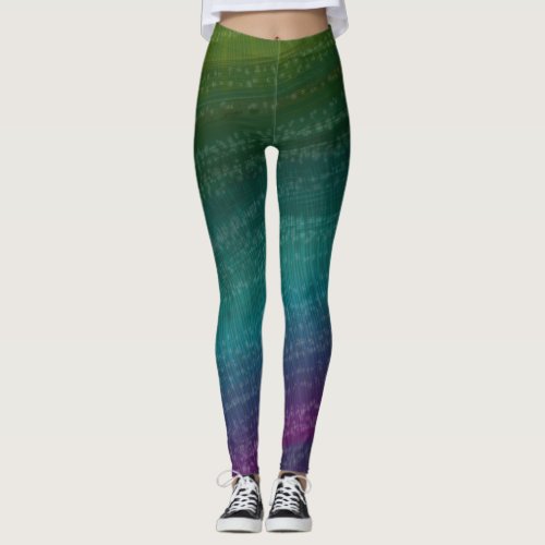 Funky Stripes with painted design _ green purple Leggings