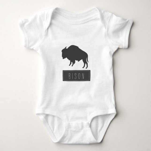 Funky Stylish Bison Minimalism Baby Bodysuit (Front)