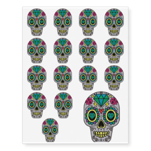 Funky Sugar Skull Design Boho Love Temporary Tattoos