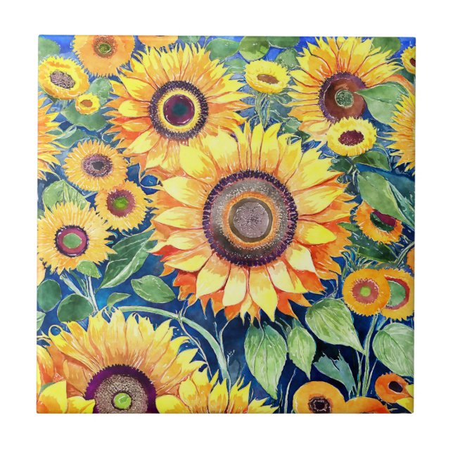 Funky Sunflowers Tile (Front)