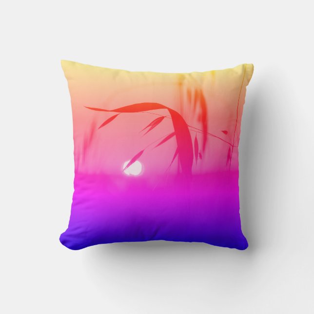 Funky Sunset Colorful Cushion Throw Pillow (Front)