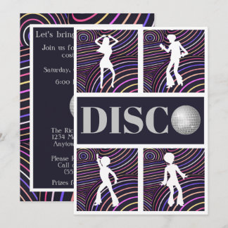 Funky Swirls Disco Theme 70's Party Invitation
