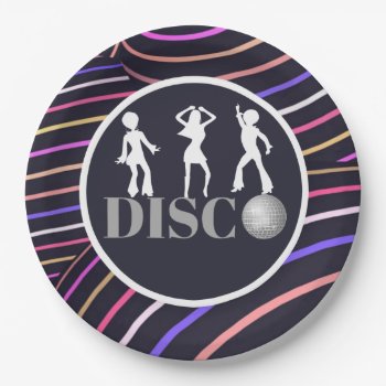 Funky Swirls Disco Theme 70's Party Paper Plates by csinvitations at Zazzle