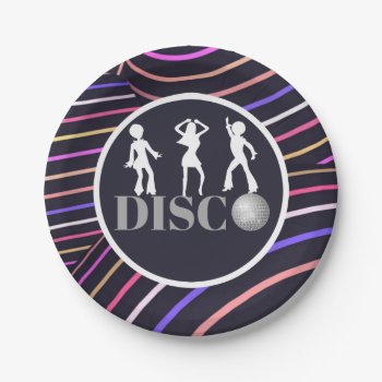 Funky Swirls Disco Theme 70's Party Paper Plates by csinvitations at Zazzle