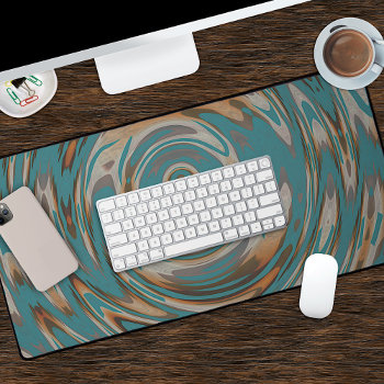Funky Teal Blue Green Rust Orange Spiral Pattern Desk Mat by CaseConceptCreations at Zazzle