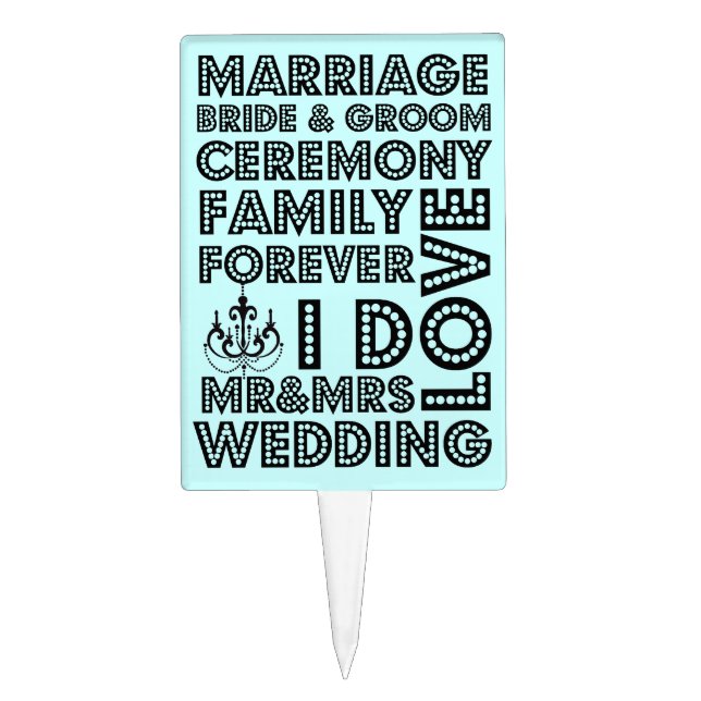 Funky Teal Wedding Cake Topper (Front)