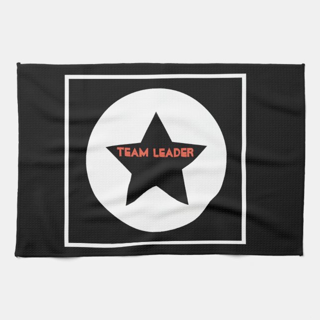 Funky Team Leader Star Black and White Kitchen Towel (Horizontal)