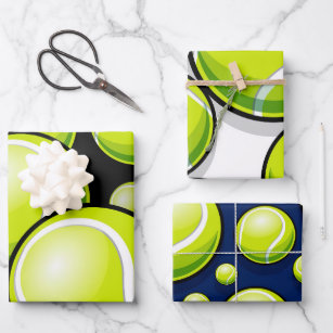 Funky Tennis Gift Ball Athletic Pattern Cool Sport Wrapping Paper Sheets