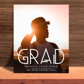 Funky Text Grad Photo Class Of 2024 Announcement by PhrosneRasDesign at Zazzle
