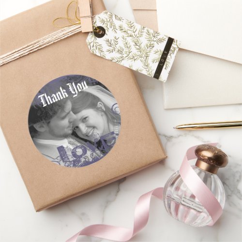 Funky Thank You Wedding Stickers with your photo