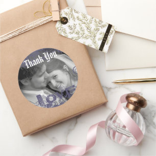 Funky Thank You Wedding Stickers with your photo