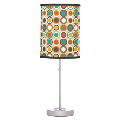 Funky Throwback Circles Pattern Orange Brown Teal Table Lamp