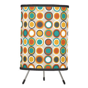 Funky Throwback Circles Pattern Orange Brown Teal Tripod Lamp