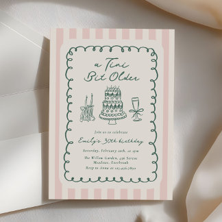 Funky Tini Bit Older Hand Drawn 30th Birthday Invitation