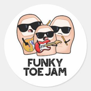 Funky Toe Jam Funny Music Pun  Classic Round Sticker