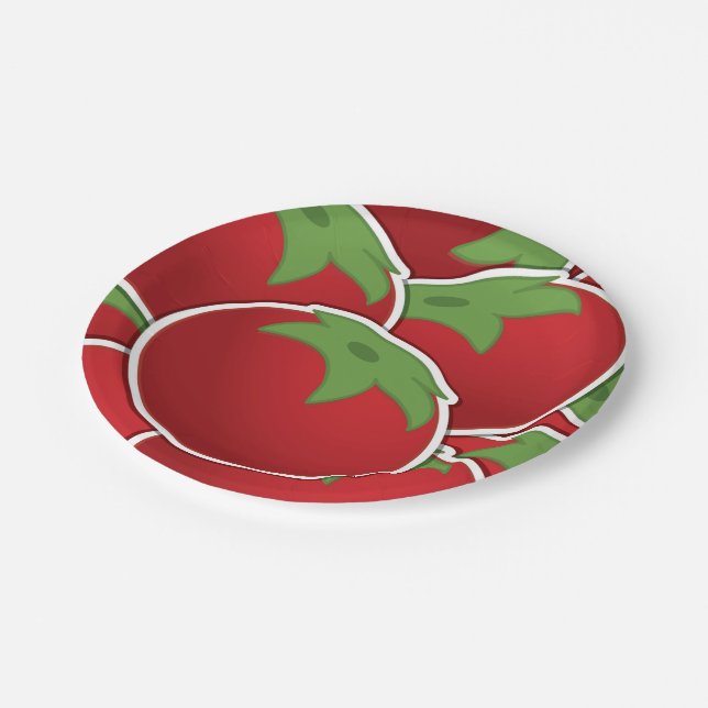 Funky tomato paper plates (Angled)